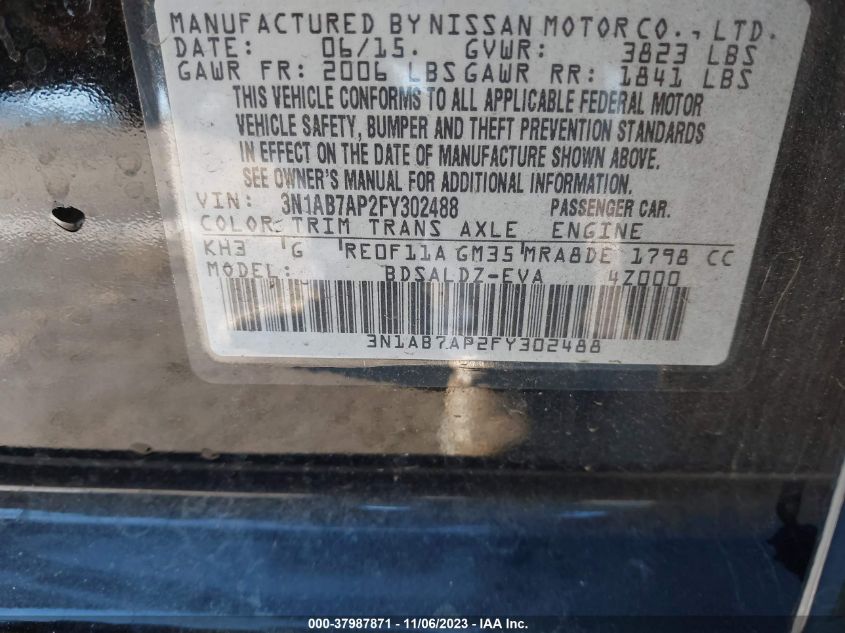 2015 NISSAN SENTRA SV - 3N1AB7AP2FY302488