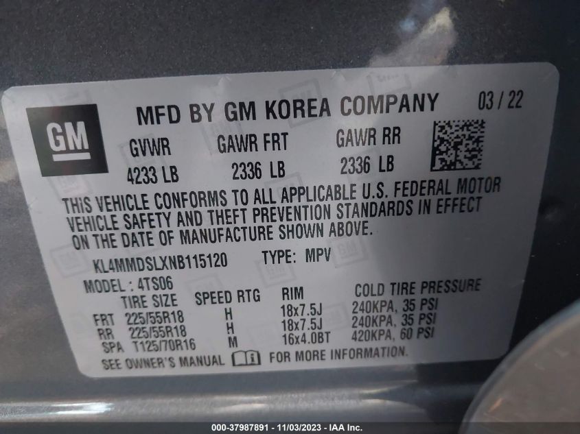 2022 BUICK ENCORE GX SELECT - KL4MMDSLXNB115120