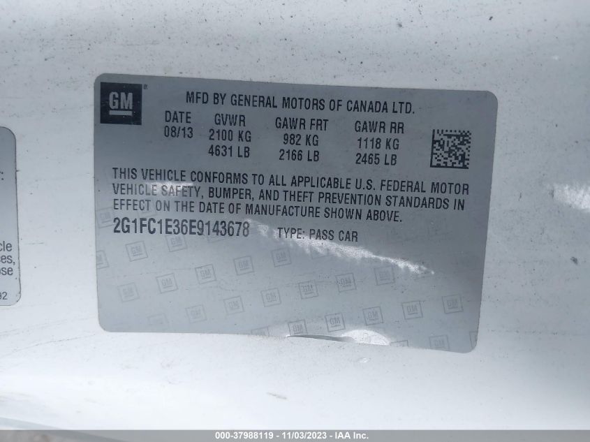 2014 CHEVROLET CAMARO LT - 2G1FC1E36E9143678