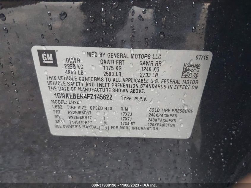 2015 CHEVROLET EQUINOX 1LT - 1GNALBEK4FZ145622