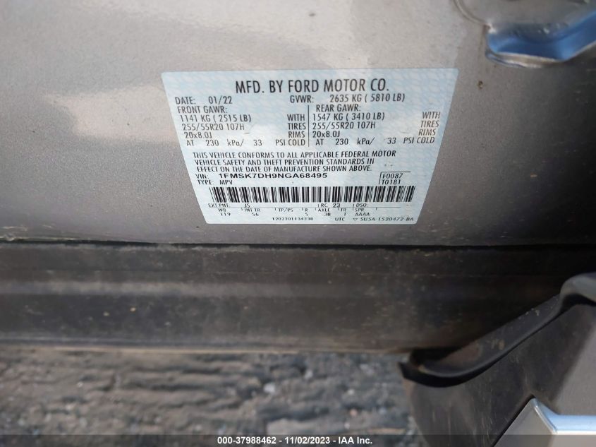2022 FORD EXPLORER XLT - 1FMSK7DH9NGA68495