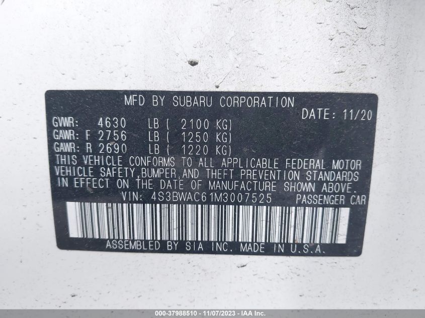 2021 SUBARU LEGACY PREMIUM - 4S3BWAC61M3007525