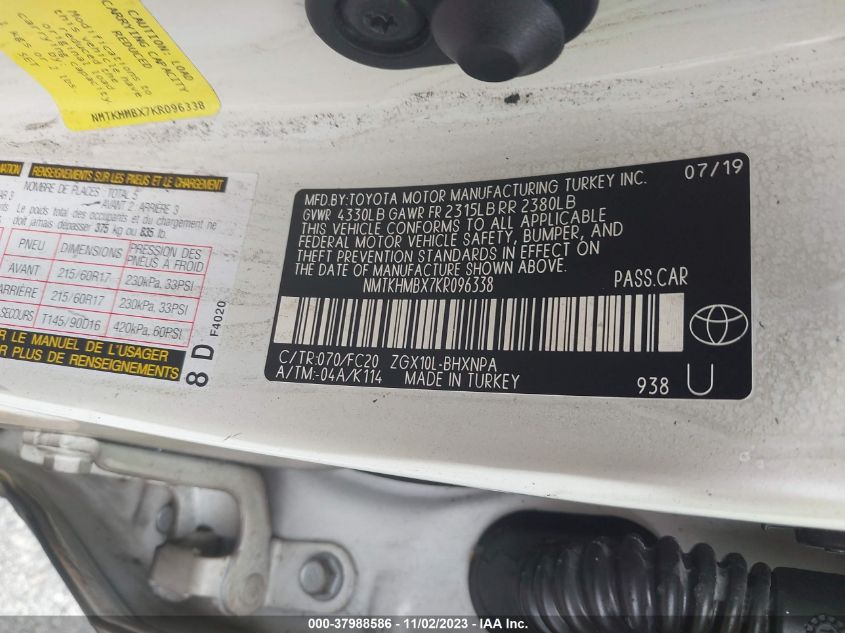2019 TOYOTA C-HR LE - NMTKHMBX7KR096338