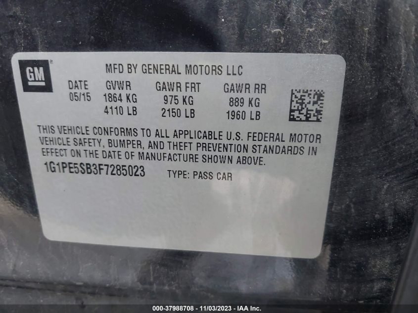 2015 CHEVROLET CRUZE 2LT AUTO - 1G1PE5SB3F7285023