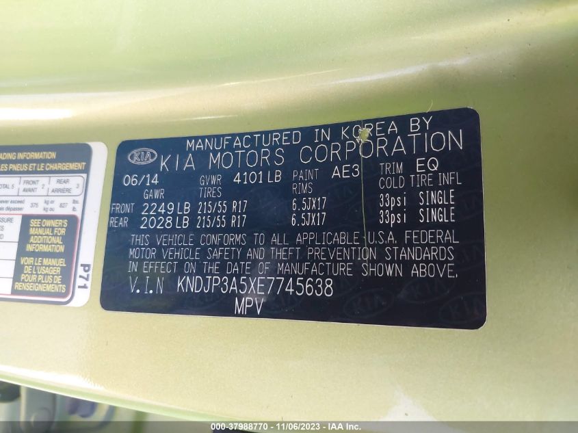 2014 KIA SOUL + - KNDJP3A5XE7745638