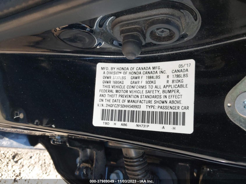 VIN 2HGFC2F50HH549903 2017 HONDA CIVIC LX