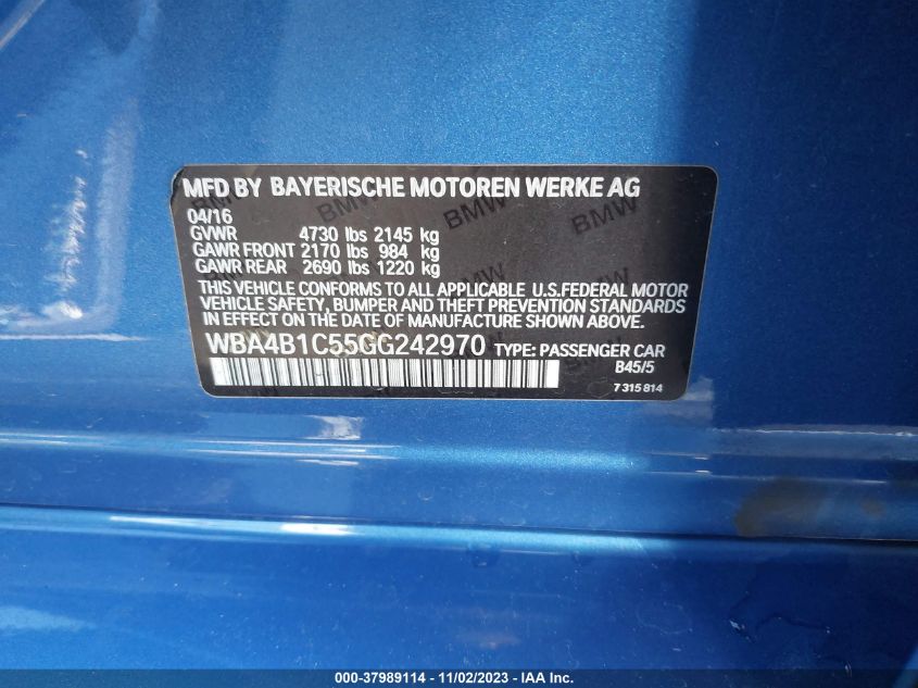 2016 BMW 435I GRAN COUPE 435I WBA4B1C55GG242970