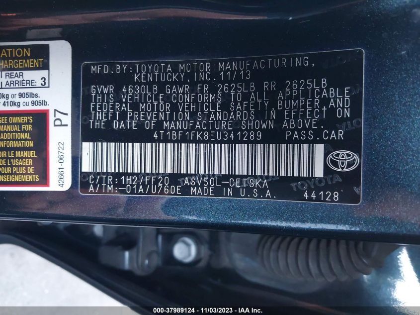 2014 TOYOTA CAMRY L/SE/LE/XLE - 4T1BF1FK8EU341289