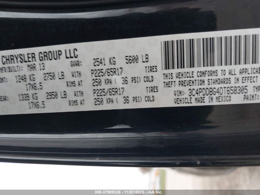 2013 DODGE JOURNEY SXT - 3C4PDDBG4DT658305