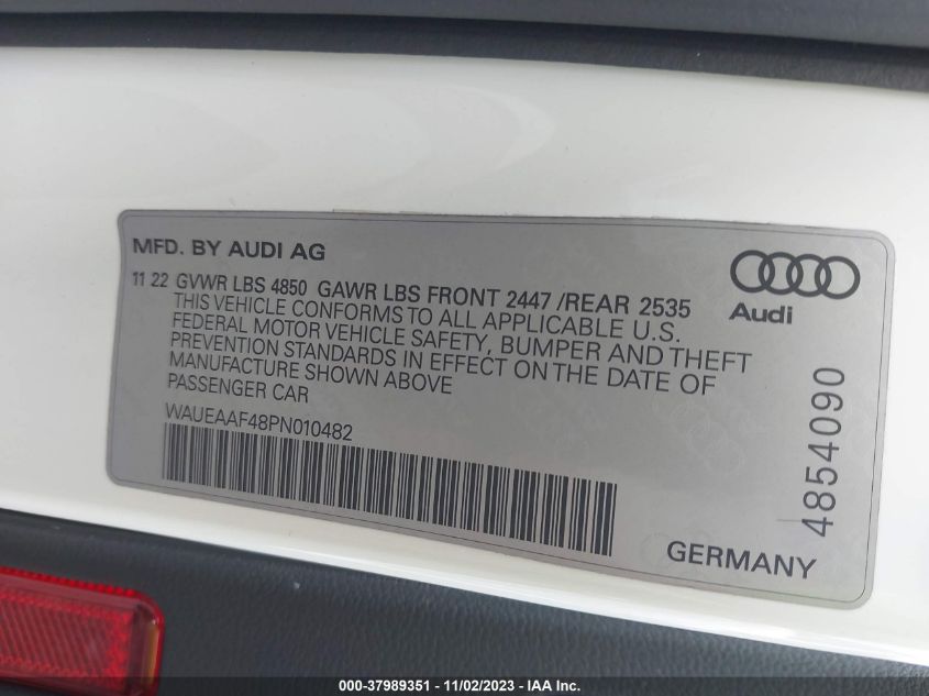 2023 AUDI A4 PREMIUM PLUS 45 TFSI S - WAUEAAF48PN010482