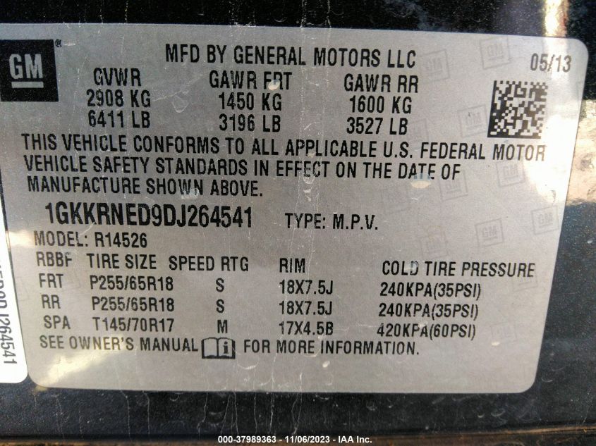 2013 GMC ACADIA SLE - 1GKKRNED9DJ264541