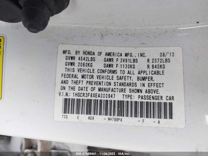 2014 HONDA ACCORD EX-L V-6 - 1HGCR3F8XEA000947
