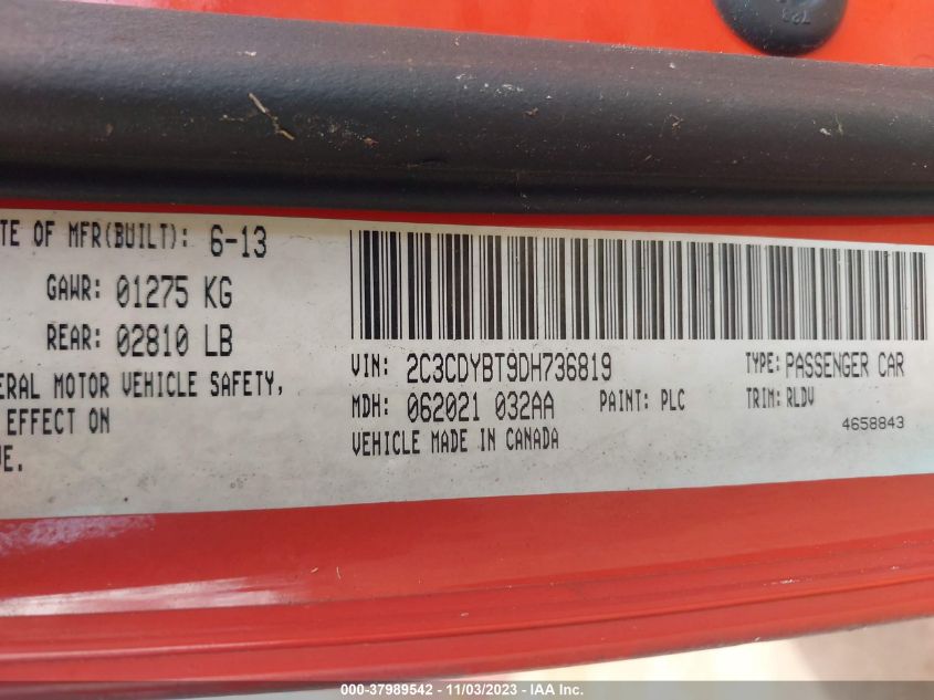 2013 DODGE CHALLENGER R/T PLUS - 2C3CDYBT9DH736819