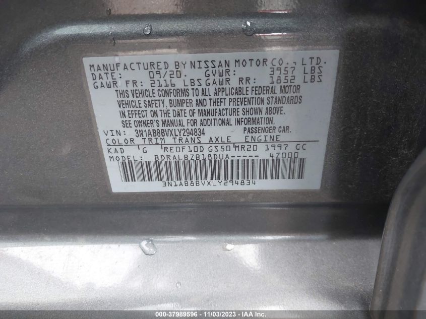 2020 NISSAN SENTRA S - 3N1AB8BVXLY294834