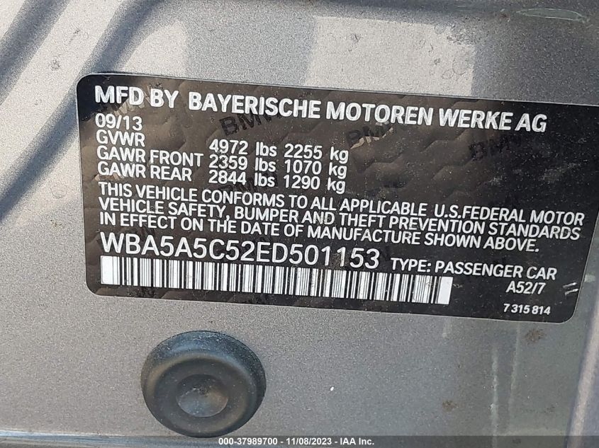 2014 BMW 528I WBA5A5C52ED501153