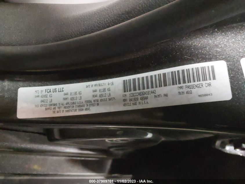 2016 CHRYSLER 200 LIMITED - 1C3CCCAB3GN181442