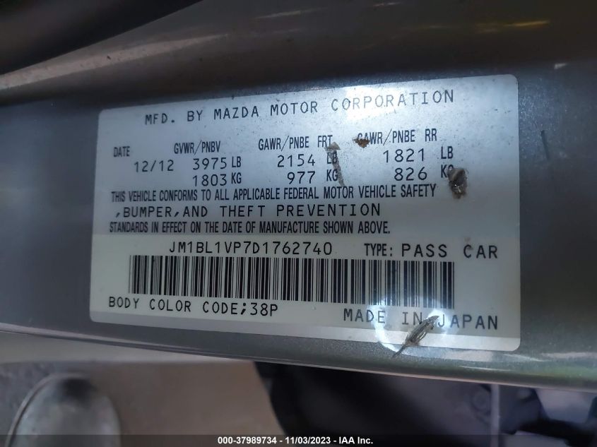 2013 MAZDA MAZDA3 I TOURING - JM1BL1VP7D1762740