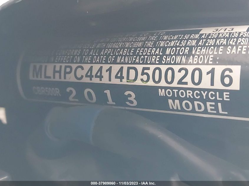 2013 HONDA CBR500 R - MLHPC4414D5002016