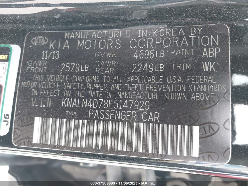 2014 KIA CADENZA PREMIUM - KNALN4D78E5147929
