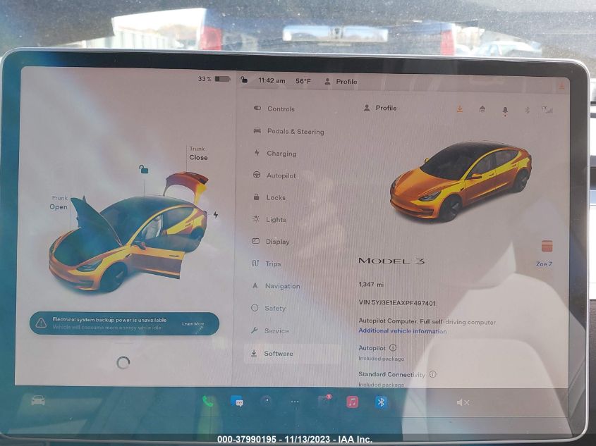 2023 TESLA MODEL 3 - 5YJ3E1EAXPF497401