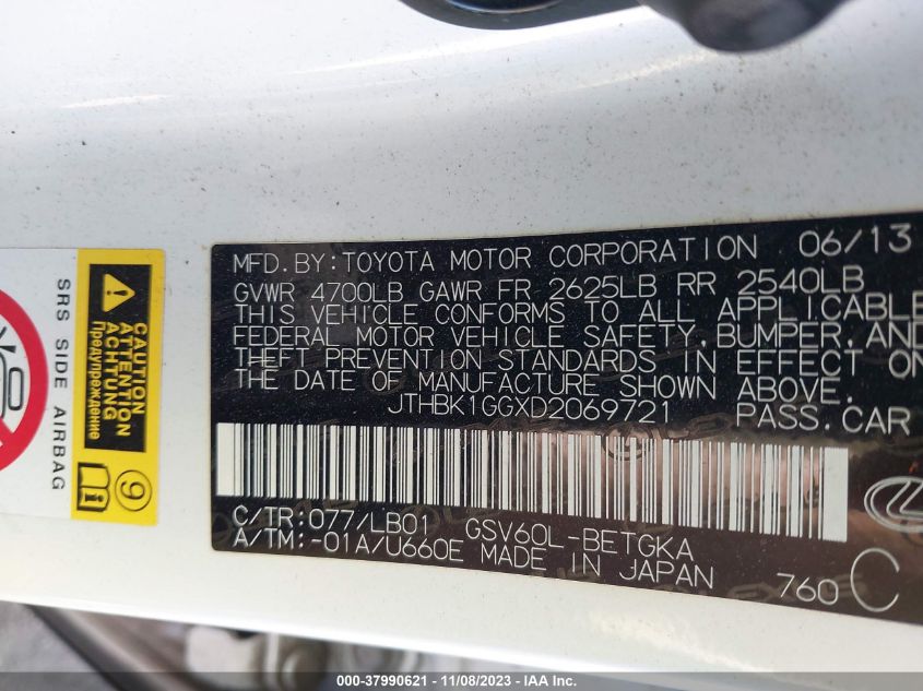 2013 LEXUS ES 350 4DR SDN - JTHBK1GGXD2069721