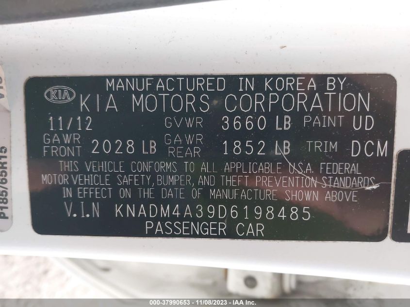2013 KIA RIO LX - KNADM4A39D6198485