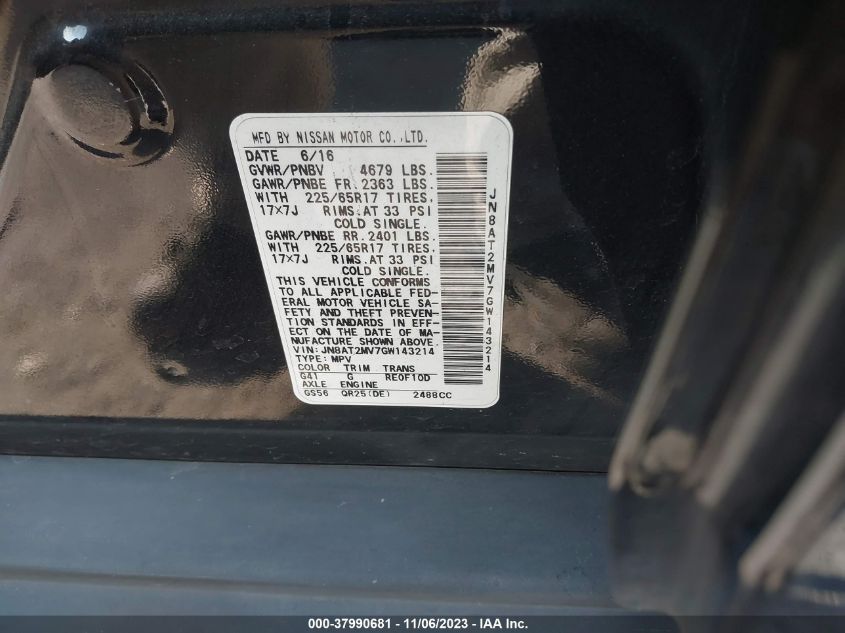 2016 NISSAN ROGUE SV - JN8AT2MV7GW143214