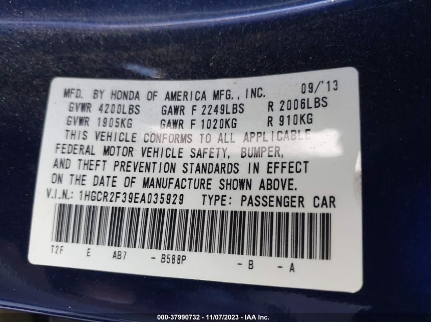 2014 HONDA ACCORD LX - 1HGCR2F39EA035929