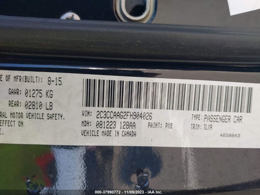 2015 CHRYSLER 300 LIMITED - 2C3CCAAG2FH904026