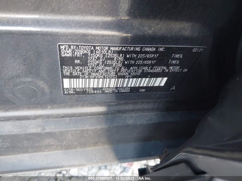 2021 TOYOTA RAV4 LE - 2T3K1RFV5MC121753