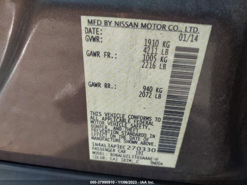 2014 NISSAN ALTIMA 2.5 SV - 1N4AL3AP3EC270330