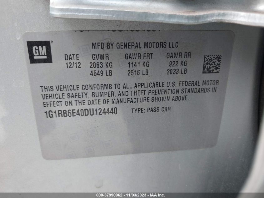 2013 CHEVROLET VOLT - 1G1RB6E40DU124440