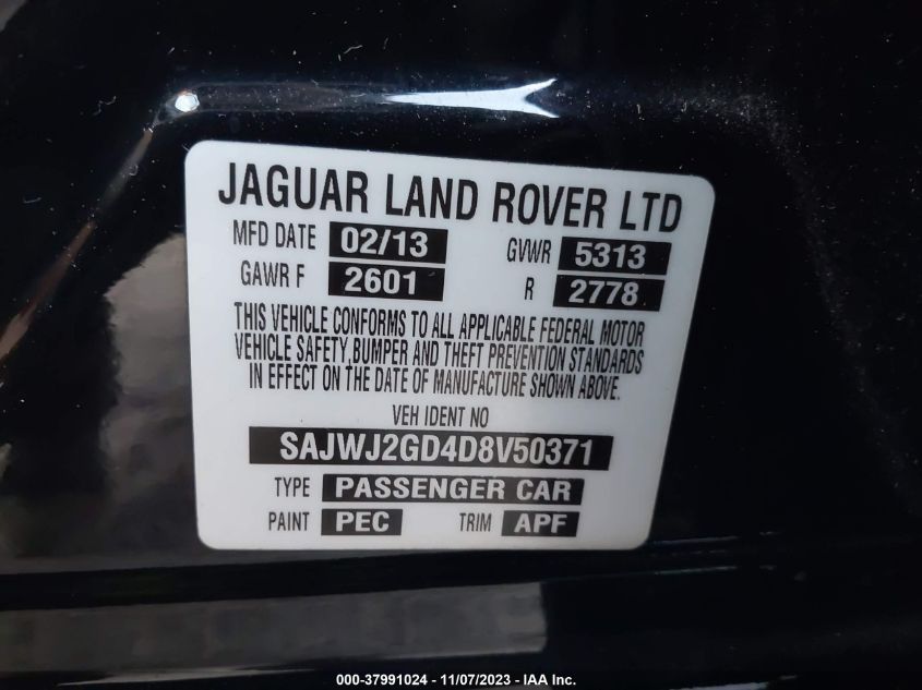 2013 JAGUAR XJ XJL PORTFOLIO - SAJWJ2GD4D8V50371