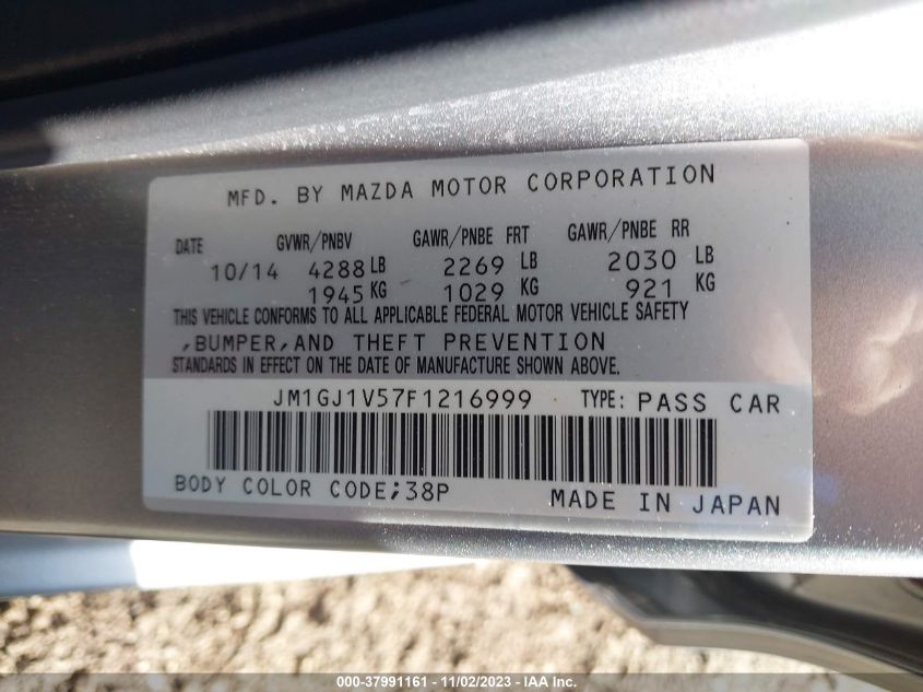 2015 MAZDA MAZDA6 I TOURING - JM1GJ1V57F1216999