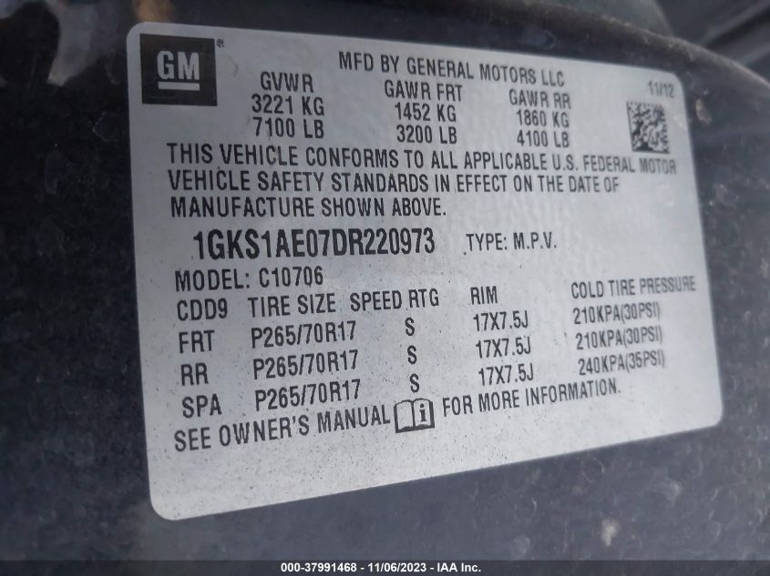 2013 GMC YUKON SLE - 1GKS1AE07DR220973