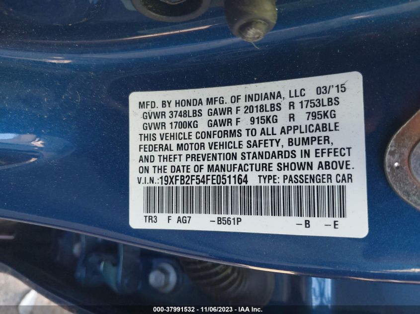 2015 HONDA CIVIC LX - 19XFB2F54FE051164