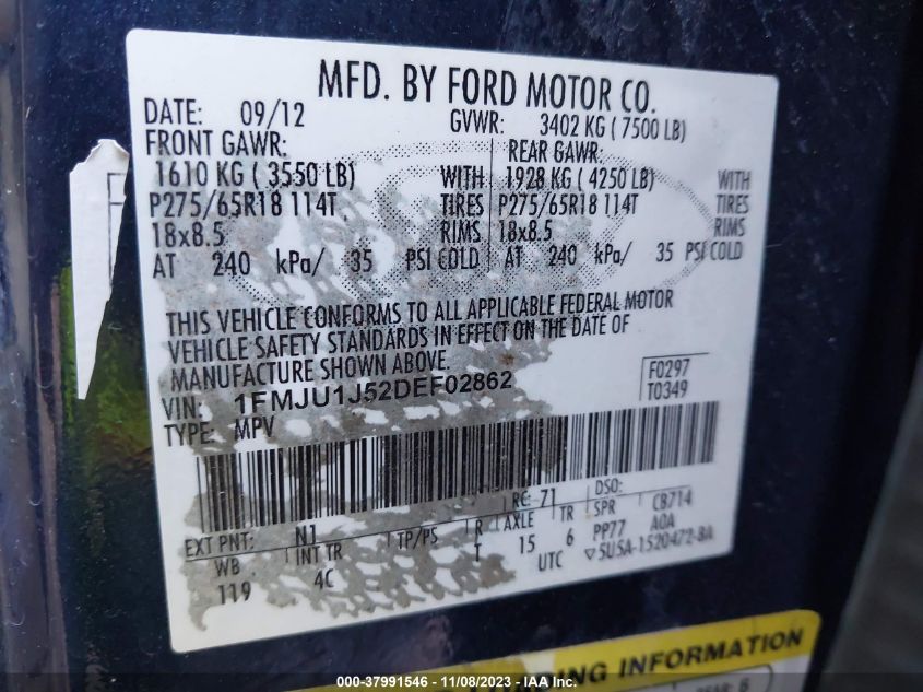 2013 FORD EXPEDITION XLT/KING RANCH - 1FMJU1J52DEF02862