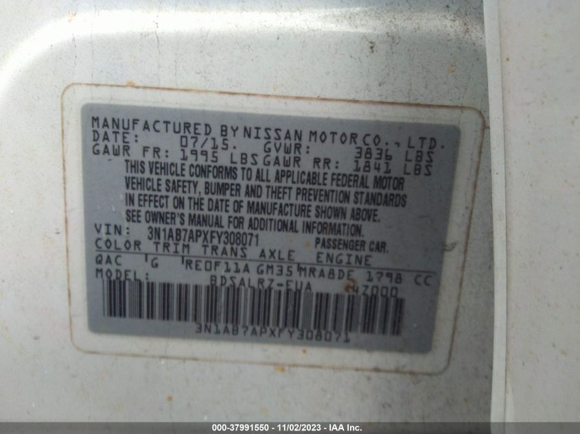 2015 NISSAN SENTRA FE+ S/S/SL/SR/SV - 3N1AB7APXFY308071