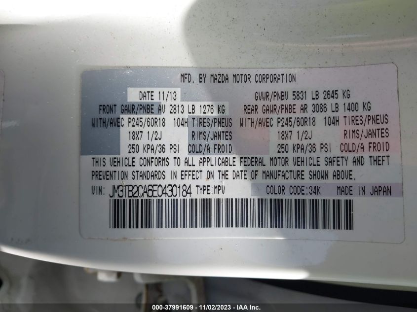 2014 MAZDA CX-9 TOURING - JM3TB2CA6E0430184