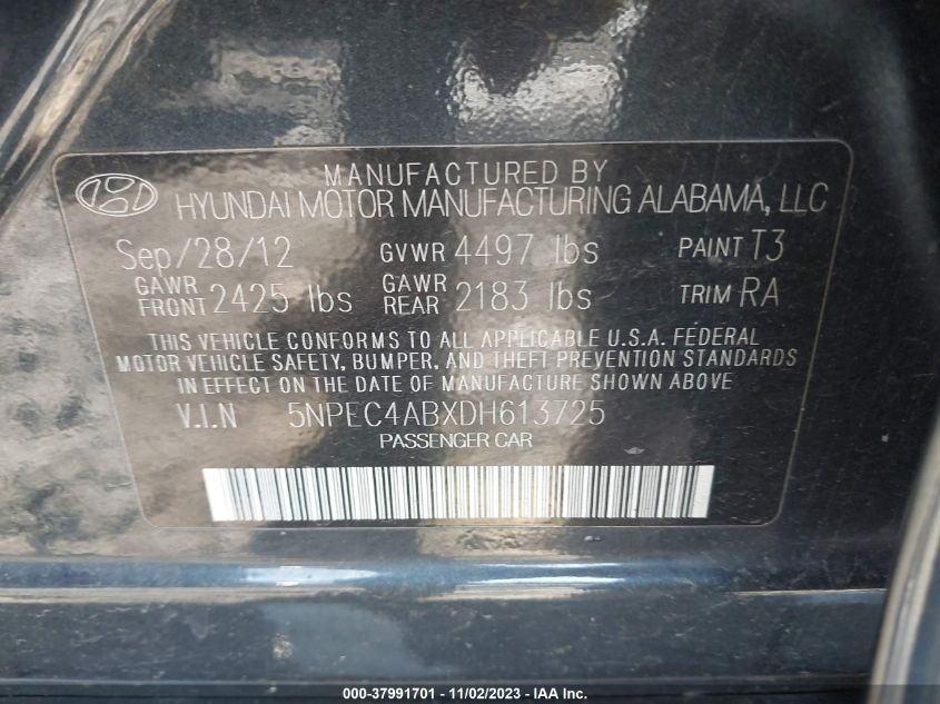 2013 HYUNDAI SONATA LIMITED 2.0T - 5NPEC4ABXDH613725