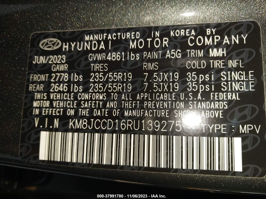 2024 HYUNDAI TUCSON HYBRID SEL CONVENIENCE KM8JCCD16RU139275