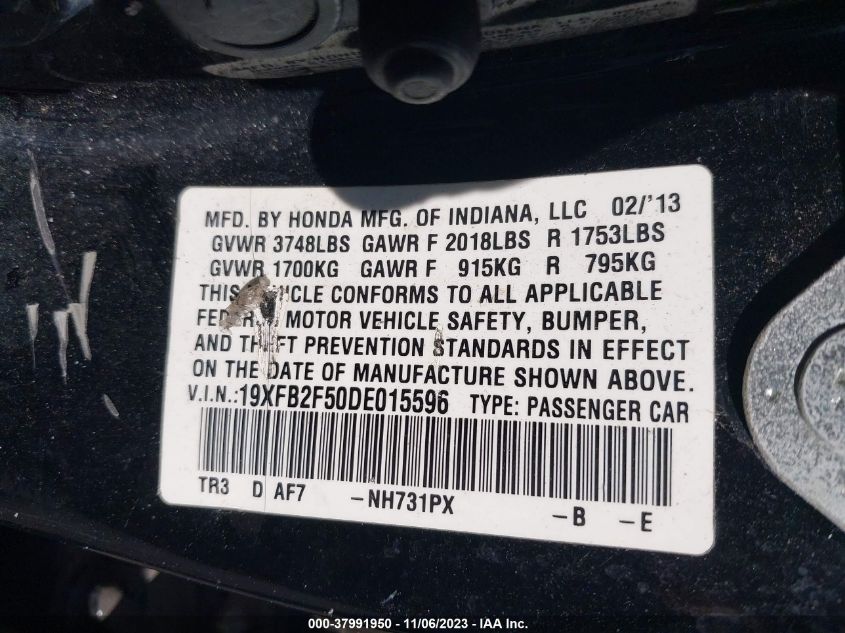 2013 HONDA CIVIC LX - 19XFB2F50DE015596