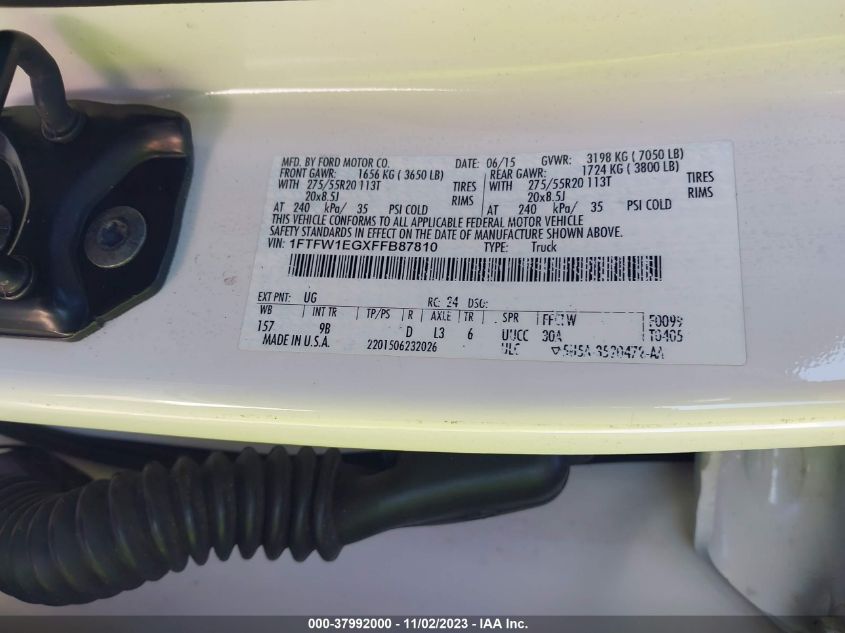 2015 FORD F-150 XLT W - 1FTFW1EGXFFB87810