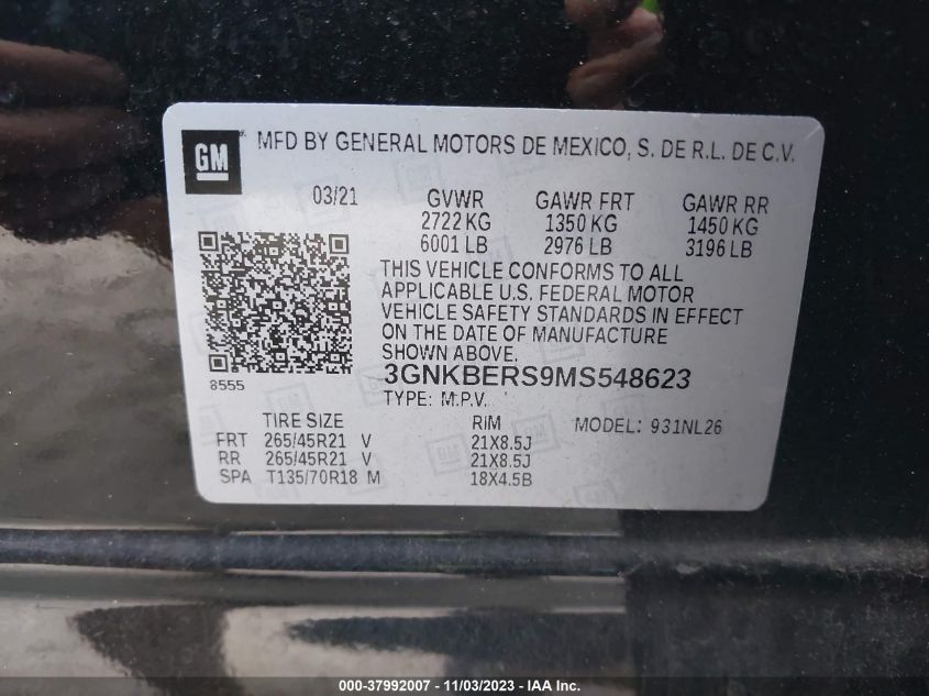 2021 CHEVROLET BLAZER RS - 3GNKBERS9MS548623