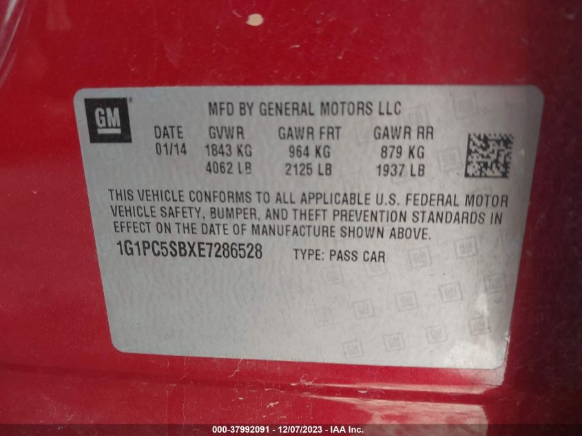 2014 CHEVROLET CRUZE 1LT AUTO - 1G1PC5SBXE7286528