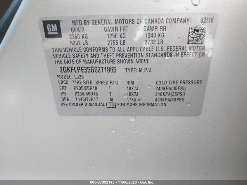 2016 GMC TERRAIN SLT - 2GKFLPE35G6271865