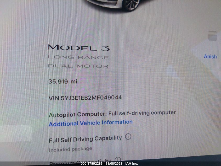 2021 TESLA MODEL 3 LONG RANGE DUAL MOTOR - 5YJ3E1EB2MF049044