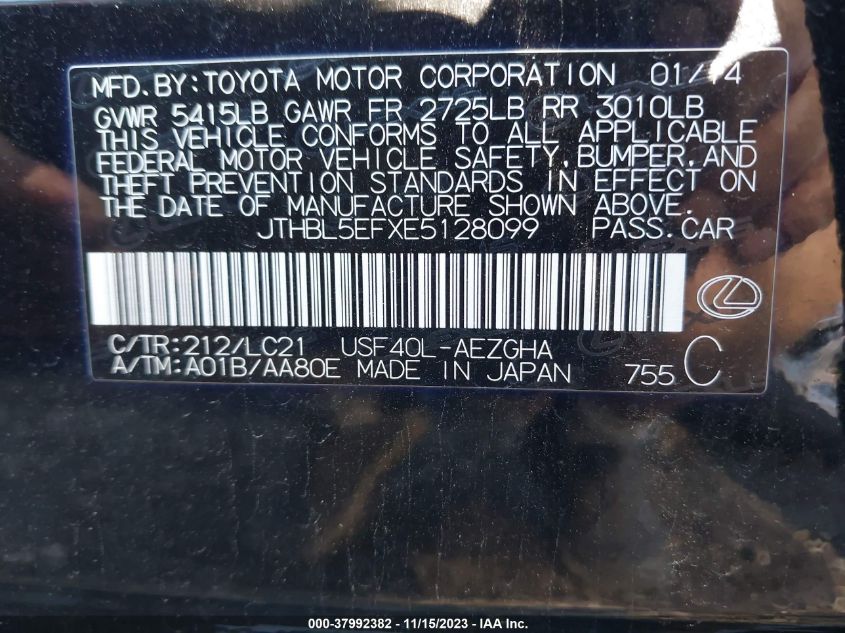 2014 LEXUS LS 460 - JTHBL5EFXE5128099