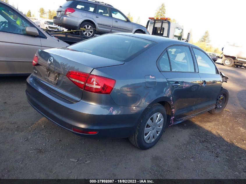 2015 VOLKSWAGEN JETTA SEDAN 2.0L S 3VW2K7AJ6FM316931