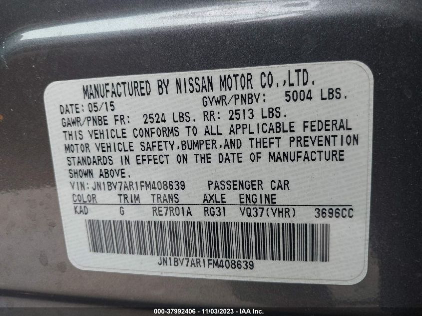 2015 INFINITI Q50 PREMIUM - JN1BV7AR1FM408639